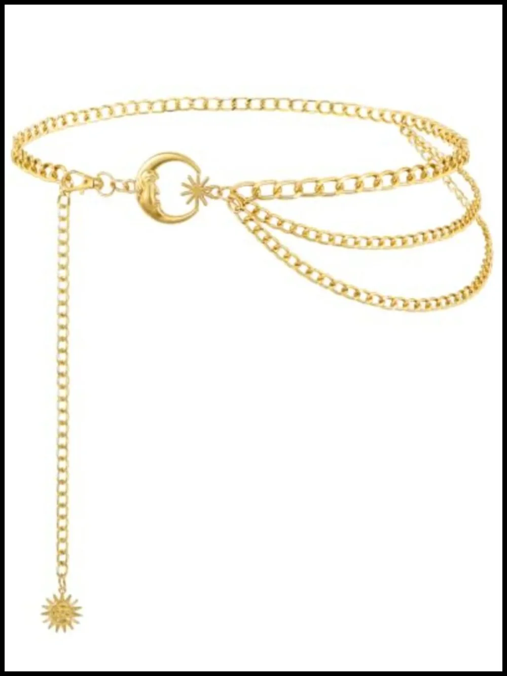 Multilayer Metal Waist Chain Belt Women Fashion Dress Accessory Adjustable